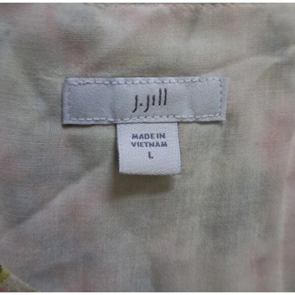 J Jill Dress Womens Large Cream Midi Pebble Hydrangea Floral Pockets Cottagecore - Picture 2 of 13